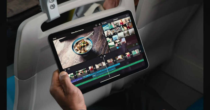 蘋果新品發表會上，宣傳iPad影片剪輯功能時，「我們來自哪」出現台灣小吃滷肉飯。（圖／截自蘋果YouTube頻道）