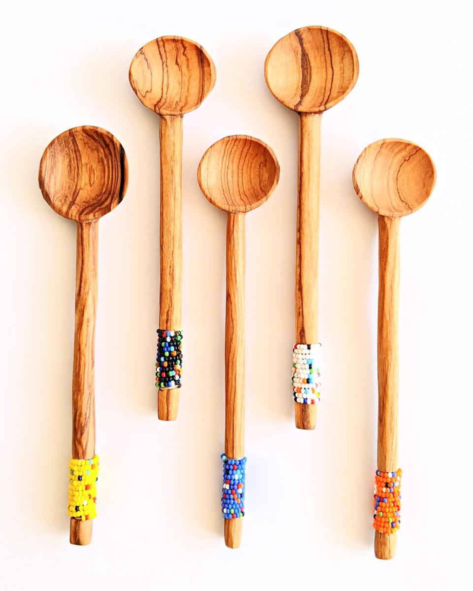 Refkekton Design Bead Handle Olive Wood Spoons