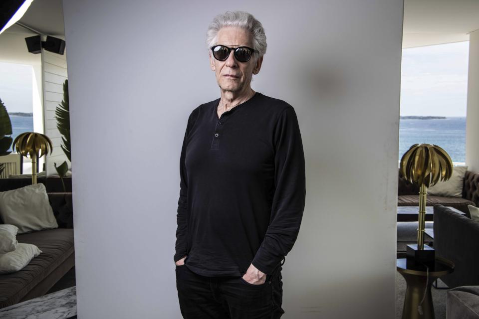 David Cronenberg poses for portrait photographs for the film 'Crimes of the Future', at the 75th international film festival, Cannes, southern France, Wednesday, May 25, 2022. (Photo by Vianney Le Caer/Invision/AP)