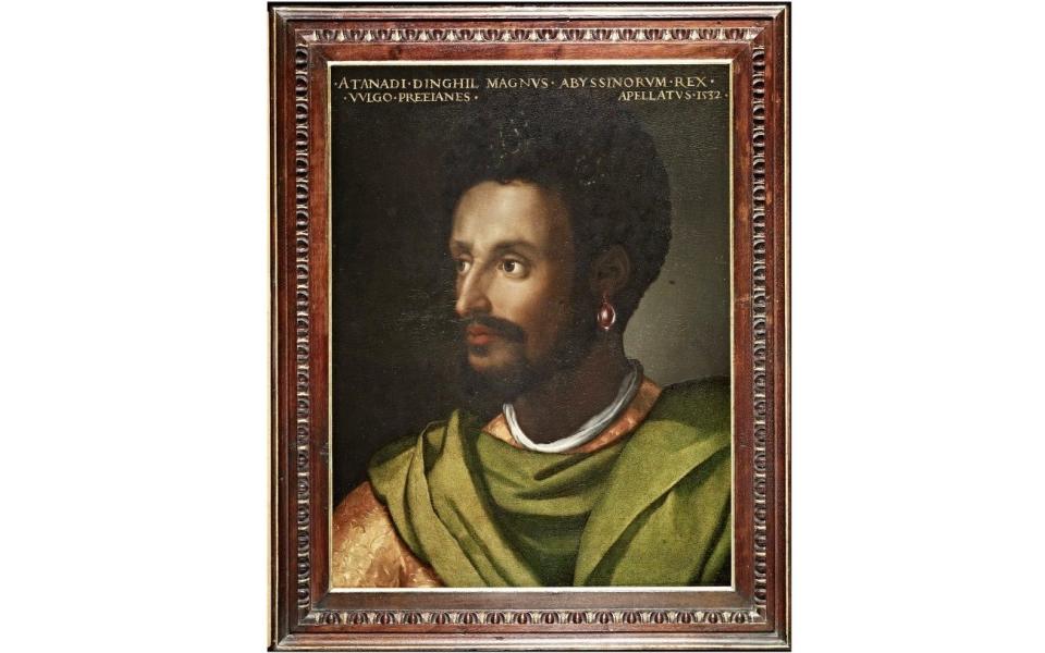 he painting "King of Abyssinia" by Cristofano dell'Altissimo is seen at the Uffizi gallery, one of the artworks featured in its "Black Presence" project  - Reuters