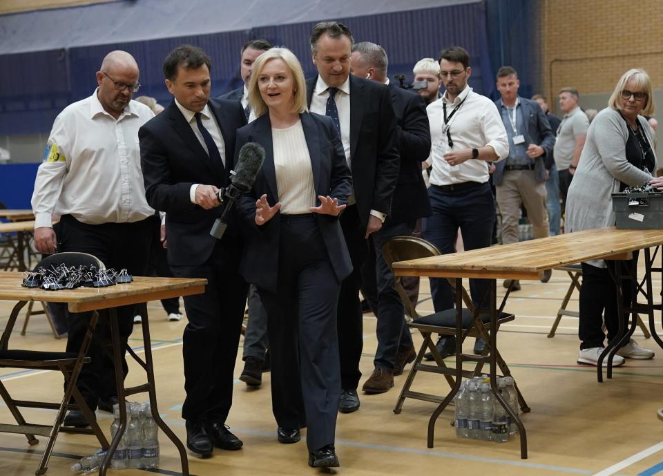 Former prime minister Liz Truss has lost her Norfolk South West seat to the Labour Party, at Alive Lynnsport in King's Lynn, Norfolk, during the count in the 2024 General Election (Jacob King/PA Wire)