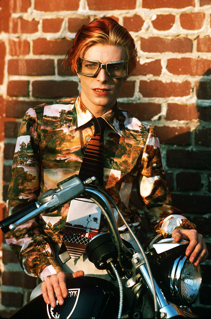“David with goggles and bike. Los Angeles, 1974.”