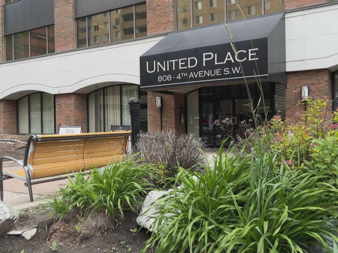 United Place is one of five office buildings in downtown Calgary being transformed for residential use.  (Paula Duhatschek/CBC - image credit)