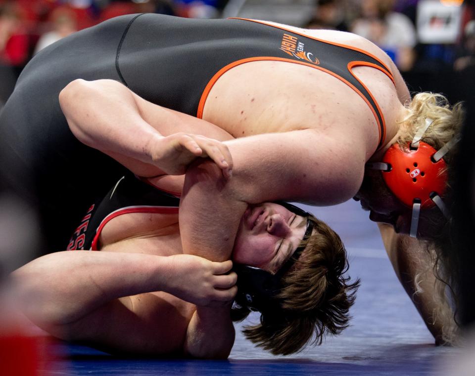 Ames senior Kyler Hall made state at 285 pounds for the second year in a row and placed fourth in Class 3A as part of a resurgent Little Cyclone wrestling program in 2022-2023.