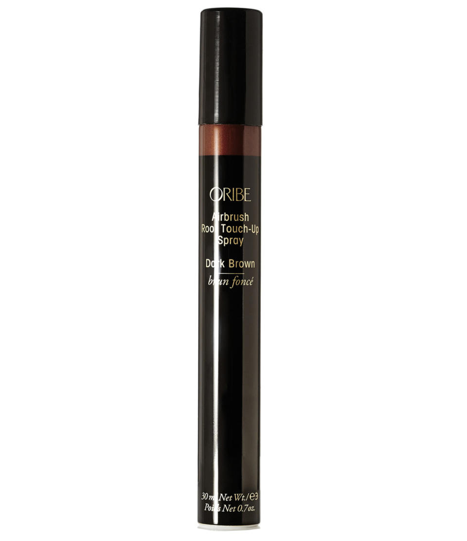 <p>Consider Oribe's spray the Lamborghini of root concealers. Not only does its mineral-packed formula hide unwanted regrowth by attaching itself to hair fibers, the can also doubles as a dry shampoo.</p> <p>$29 | <a rel="nofollow noopener" href="http://click.linksynergy.com/fs-bin/click?id=93xLBvPhAeE&subid=0&offerid=254156.1&type=10&tmpid=4163&RD_PARM1=https%3A%2F%2Fwww.net-a-porter.com%2Fus%2Fen%2Fproduct%2F591269%3Fcm_mmc%3D&RD_PARM2=ProductSearchPLA-_-US-_-Haircare-Oribe-Google%2526gclid%3DCNuV0vn9ptECFVJWDQodcH8BxQ&u1=ISELrootconcealers" target="_blank" data-ylk="slk:SHOP IT;elm:context_link;itc:0;sec:content-canvas" class="link ">SHOP IT</a></p>