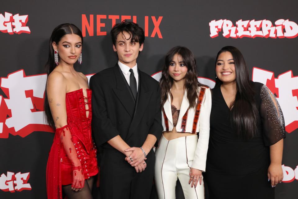 HOLLYWOOD, CALIFORNIA - JANUARY 26: (L-R) Bryana Salaz, Tenzing Norgay Trainor, Ciara Riley Wilson and Keyla Monterroso Mejia attend the Los Angeles special screening of Netflix's 