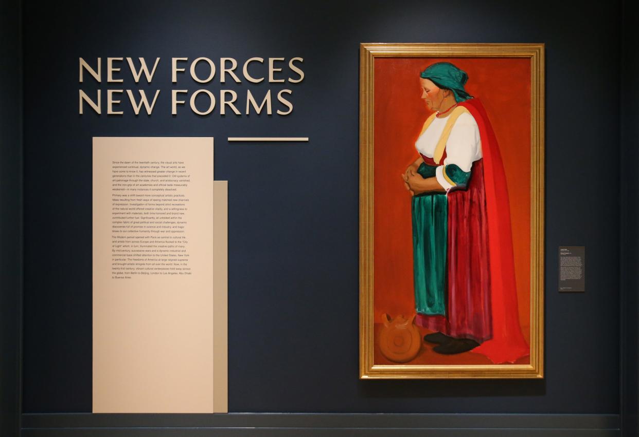 Joseph Stella's “Roman Peasant” hangs at the entrance to the International Modern and Contemporary Art galleries at the University of Notre Dame’s Raclin Murphy Museum of Art, which opens to the public Dec. 1, 2023.