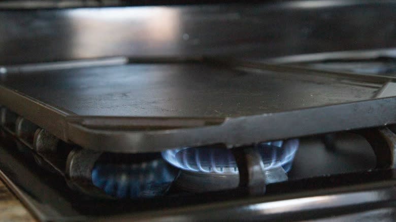 griddle heating on stove