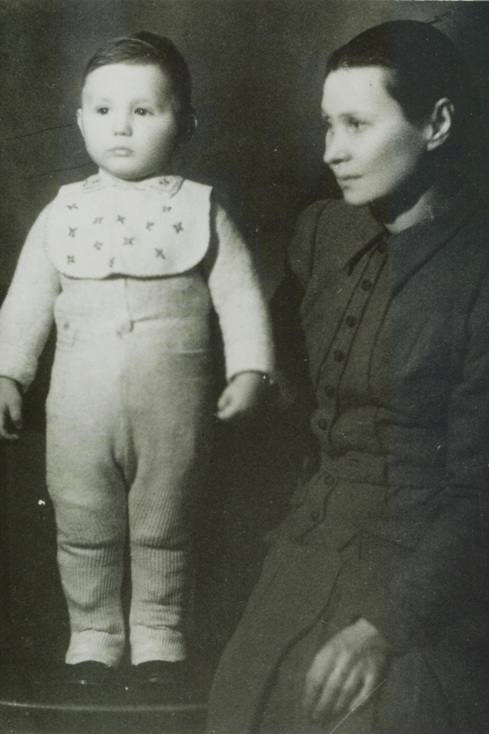 Abe Foxman with his mother as a young boy in Lithuania. (Courtesy of Abe Foxman)