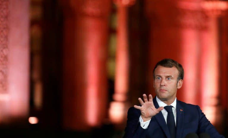 Le président Emmanuel Macron lors de sa conférence de presse à Beyrouth le 1er septembre 2020 - GONZALO FUENTES © 2019 AFP