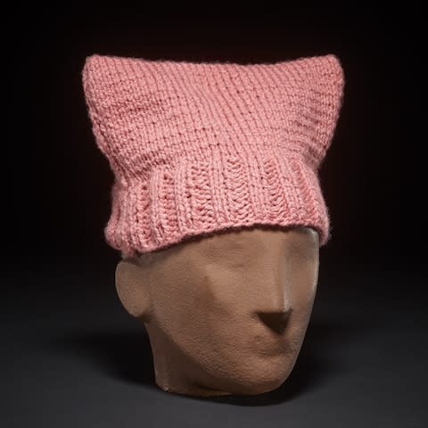 A "Pussyhat" on display at I Object at the British Museum  - Credit: British Museum