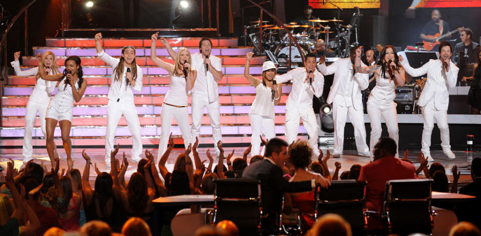 The Final 12 perform during the grand finale of "American Idol" Season 7.