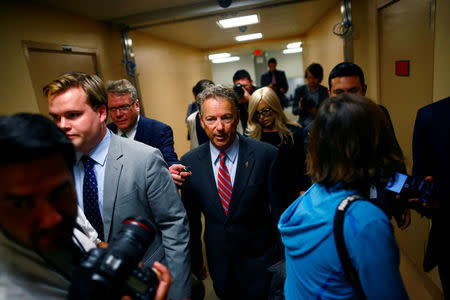 Senator Rand Paul (R-KY) arrives for a health care vote on Capitol Hill in Washington, U.S. July 26, 2017. REUTERS/Eric Thayer