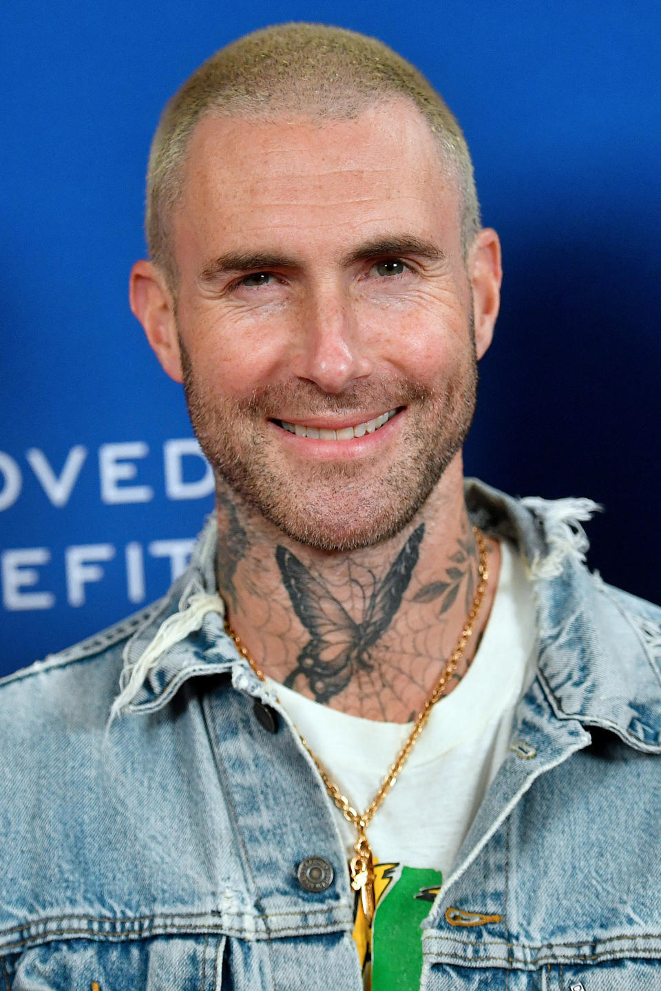 A closeup of Adam Levine