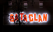 FILE - In this Nov.12, 2016 file photo, big red letters read Bataclan on the main entrance of the Bataclan concert hall in Paris. For more than two weeks, dozens of survivors from the Bataclan concert hall in Paris have testified in a specially designed courtroom about the Islamic State’s attacks on Nov. 13, 2015 – the deadliest in modern France. The testimony marks the first time many survivors are describing – and learning – what exactly happened that night at the Bataclan, filling in the pieces of a puzzle that is taking shape as they speak. (AP Photo/Kamil Zihnioglu, file)