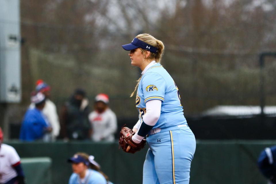 Andrea Scali returned to the circle for the Kent State softball team in 2022 after suffering a season-ending injury in her team's 2021 opener.