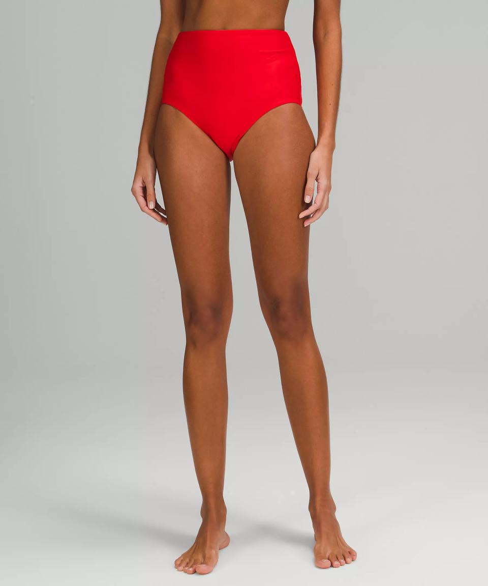 Waterside High-Waist Swim Bottom Medium Bum Coverage in True Red (Photo by Lululemon)