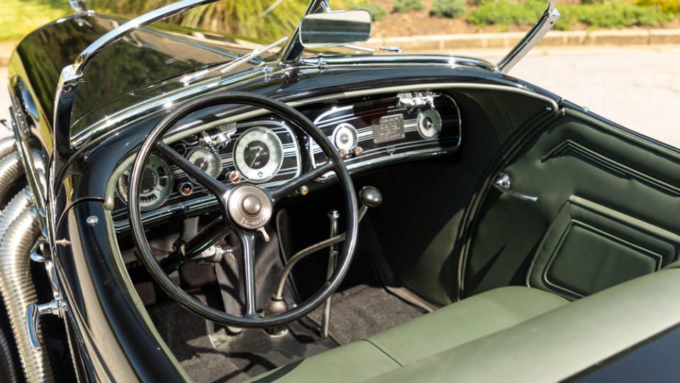 Gear ratios can be changed between two settings (high and low) with a switch on the middle of the steering wheel while the vehicle is at, or nearly at, a full stop. - Credit: Photo by Alex Stewart, courtesy of RM Sotheby's.