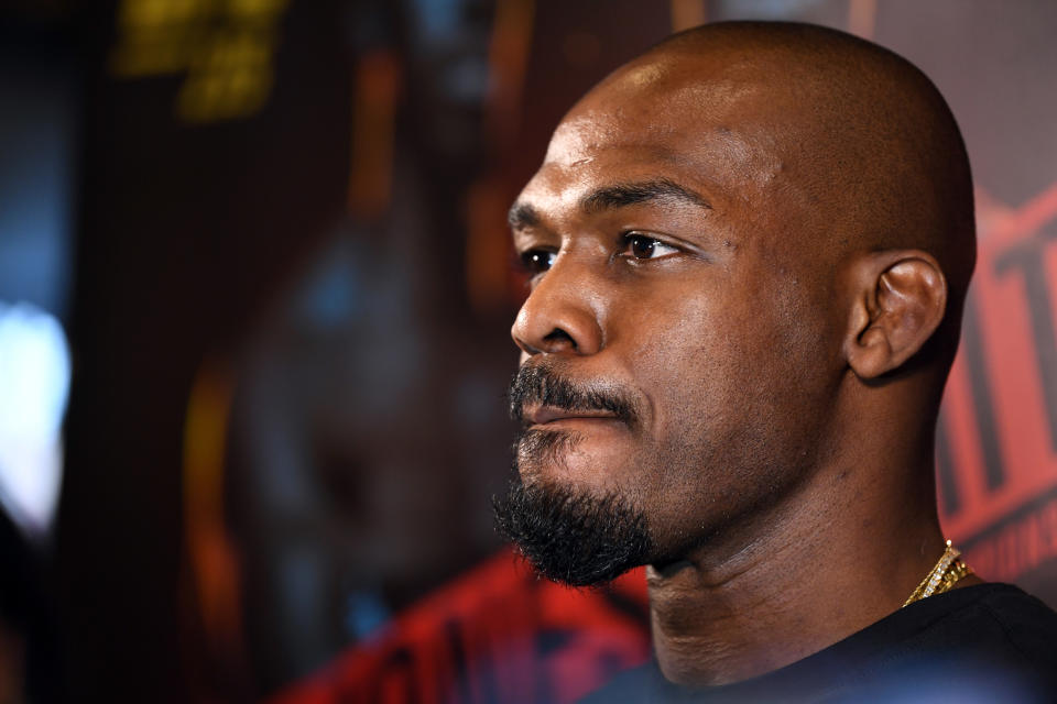 Jon Jones at an open workout for fans and media for UFC 235 at MGM Grand Hotel & Casino on Thursday in Las Vegas. (Getty Images)