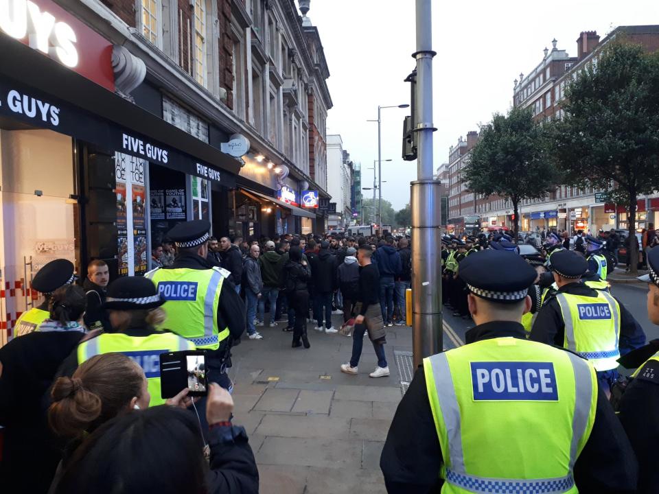 Roma fans clash with police in west London ahead of Champions League match against Chelsea