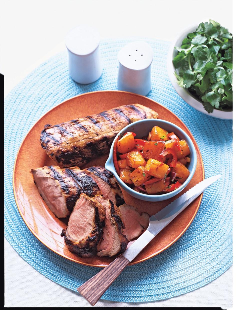 Grilled Pork Loin with Fire-Roasted Pineapple Salsa