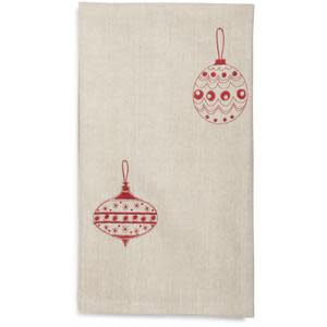 Embroidered Holiday Ornaments Kitchen Towel, $7.95, surlatable.com