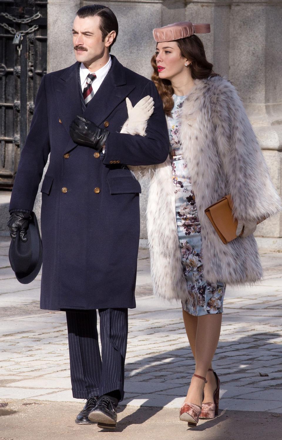 MADRID, SPAIN - JANUARY 29:  Blanca Suarez and Javier Rey are seen during the filming of 'Lo Que Escondian Sus Ojos' Tv serie on January 29, 2016 in Madrid, Spain.  (Photo by Europa Press/Europa Press via Getty Images)