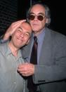 <p>Gottfried leaned on friend and comedian Robert Klein at Friar's Club Roast of Richard Belzer in N.Y.C. in June 2001.</p>