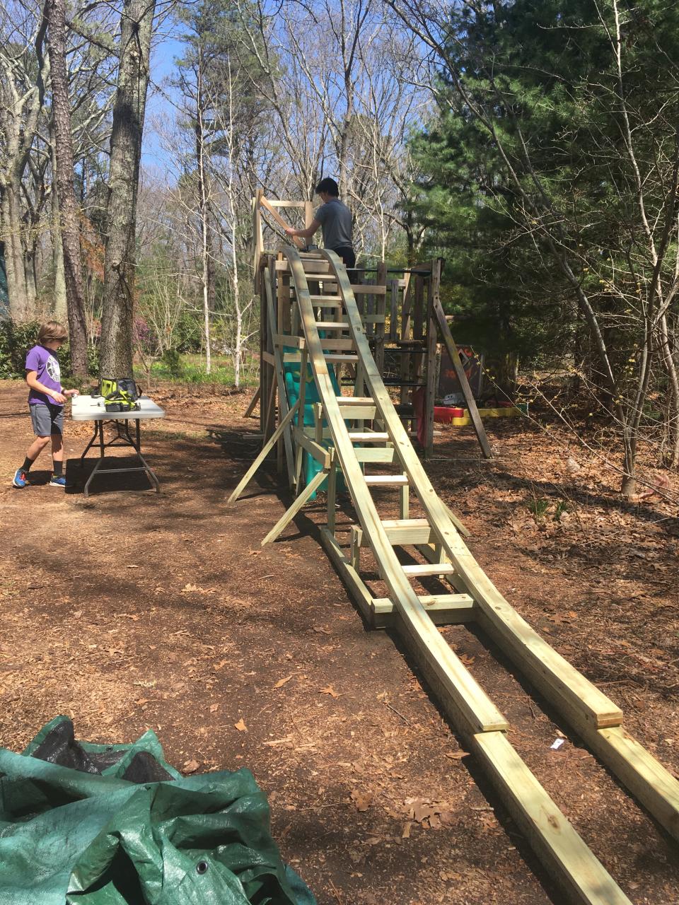 Elliot Ryan works on his roller coaster. (Photo: Elliot Ryan)