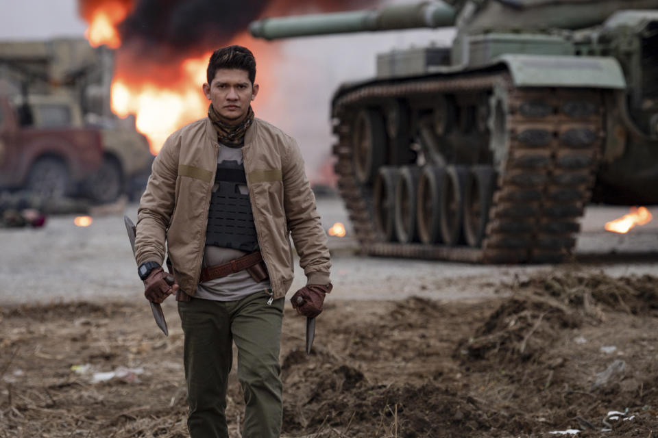 This image released by Lionsgate shows Iko Uwais in a scene from "The Expend4bles." (Lionsgate via AP)