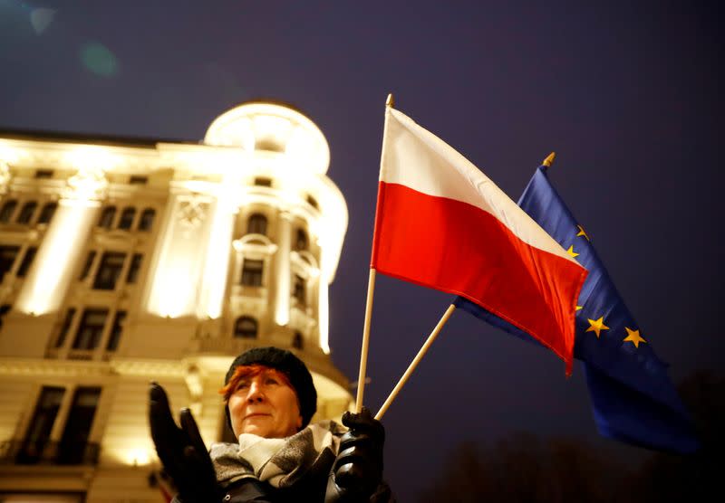 People protest against judiciary reform in Warsaw