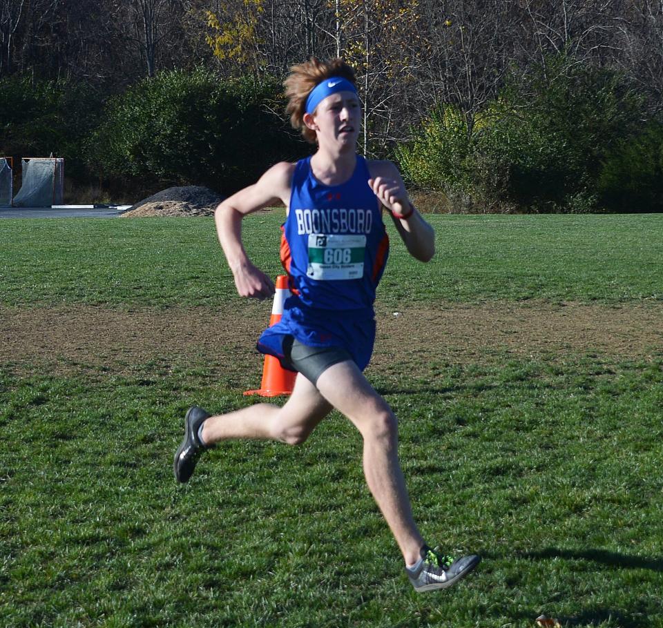Boonsboro's Jakob Davidson was the top Washington County finisher in the Maryland Class 1A West region boys cross country race at Catoctin on Nov. 3, 2022, finishing 13th.