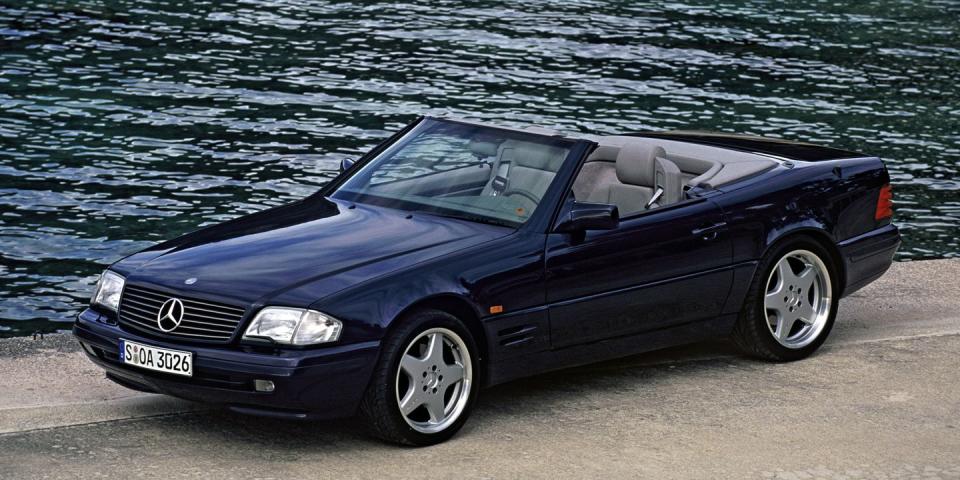 <p>Mercedes <a href="https://www.hagerty.com/price-guide/1993-Mercedes~Benz-500SL" rel="nofollow noopener" target="_blank" data-ylk="slk:continued its line;elm:context_link;itc:0;sec:content-canvas" class="link ">continued its line</a> of sporty convertibles in 1993 with the V8-powered 500SL.</p>