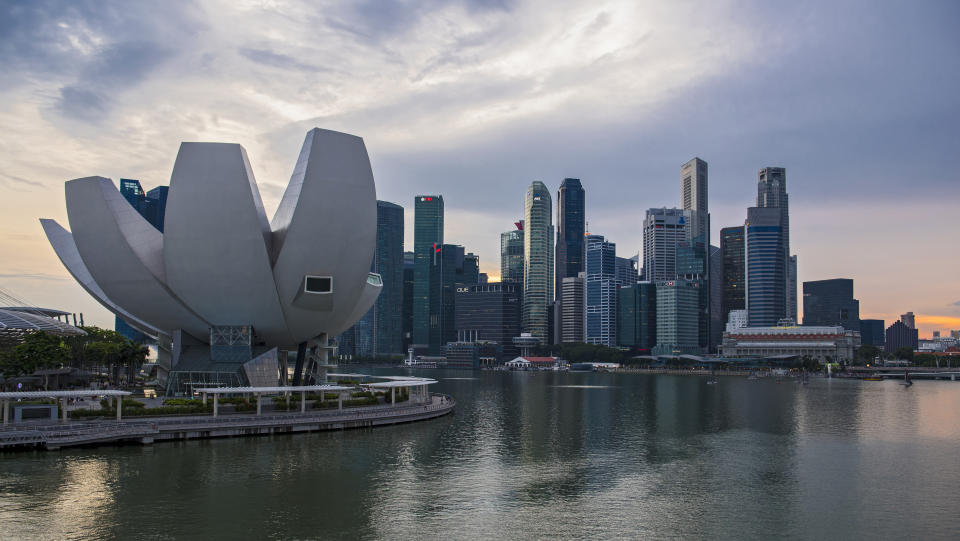 the lotus shaped building is one of Singapores landmark buildings