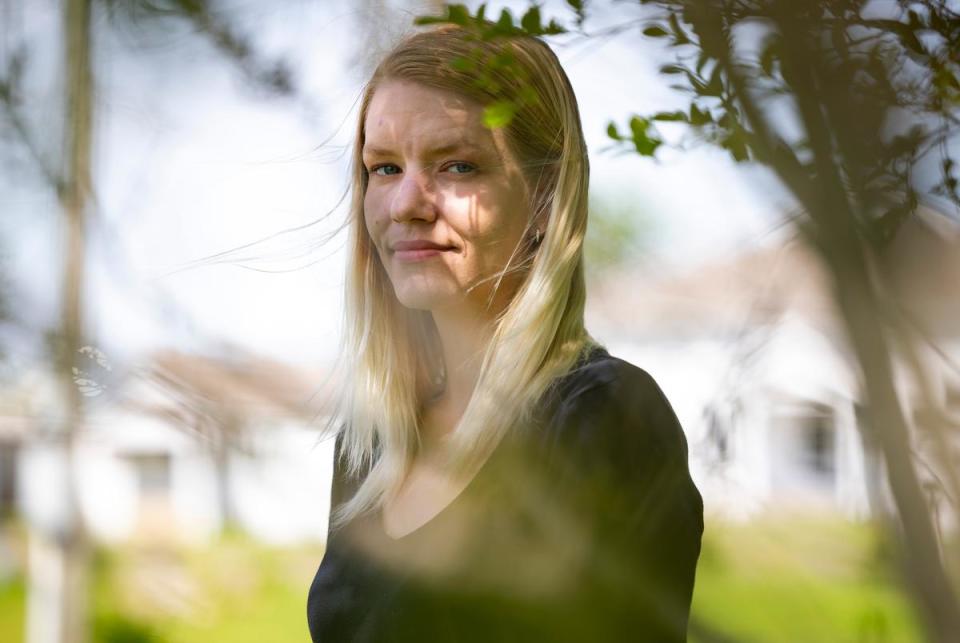 Angela Collier outside of her home on Monday, March 18, 2024, in Midway, TX.                                                                                                           