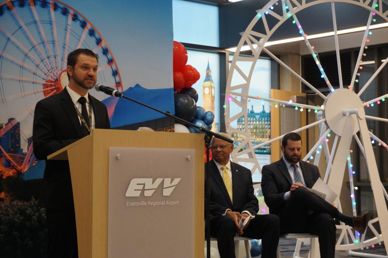 Evansville Regional Airport President Nate Hahn announced the return of direct flights to Chicago O'hare International Airport on Friday, April 12, 2024.