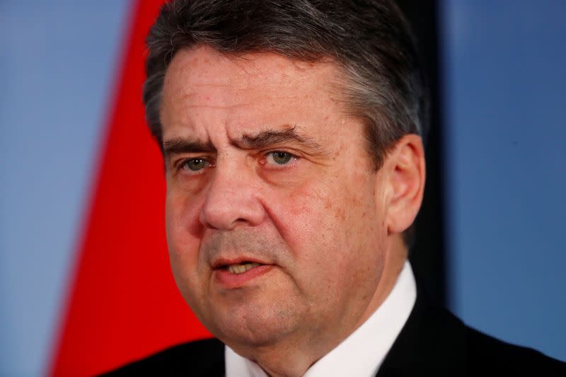 FILE PHOTO: German Foreign Minister Sigmar Gabriel speaks after a meeting with his counterpart from Bosnia and Herzegovina, Igor Crnadak, in Berlin