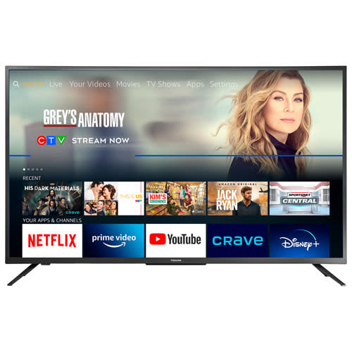 Save $100 on the Toshiba 55" 4K UHD HDR LED Smart TV. Image via Amazon.