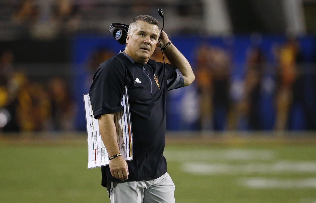 Todd Graham was fired after the regular season but will still coach Arizona State in the Sun Bowl. (AP Photo/Ross D. Franklin)