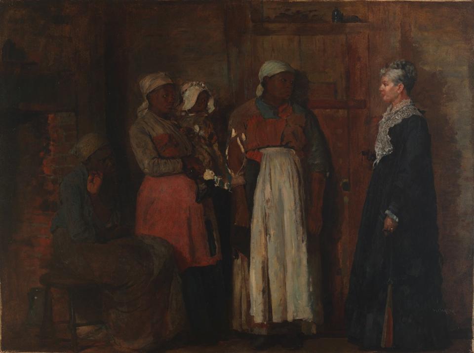 <i>A Visit from the Old Mistress</i>, 1876, by Winslow Homer. Oil on canvas.