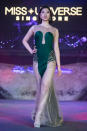 Mia Chow competing in the evening gown segment during the 2019 Miss Universe Singapore at Zouk.