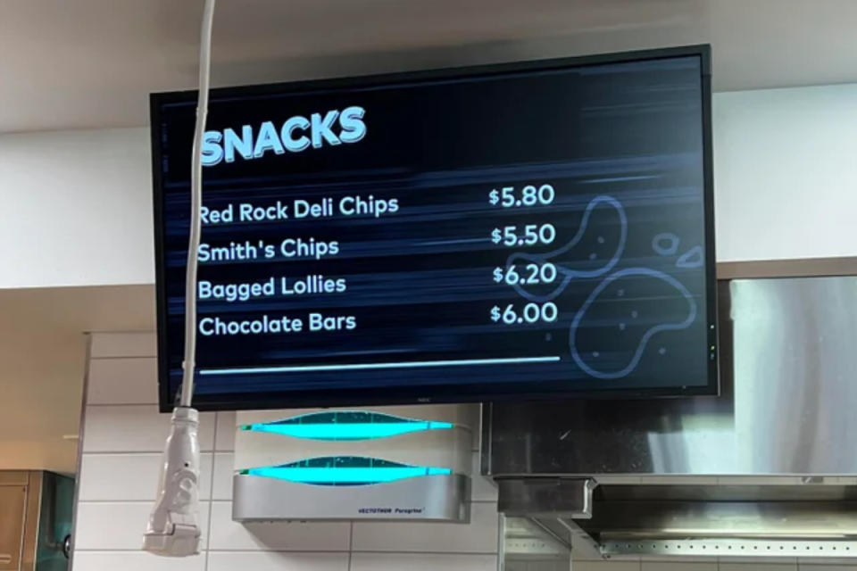 Optus Stadium snacks menu