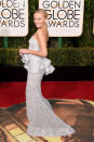 <p>Wearing a peplum waist Reem Acra dress at the 2016 Golden Globes. <i>[Photo: Getty]</i><br></p>