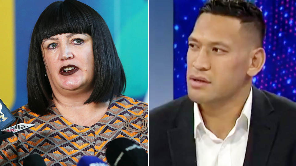 Raelene Castle and Rugby Australia have hit back at Israel Folau. Image: Getty/Sky News