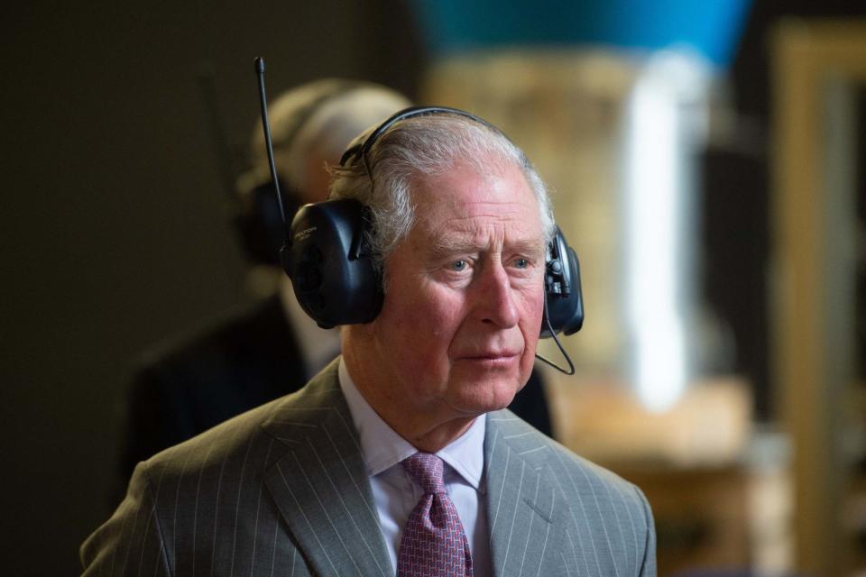 Prince Charles, Prince of Wales wears ear defenders as he visits the Whittle Laboratory (Getty Images)