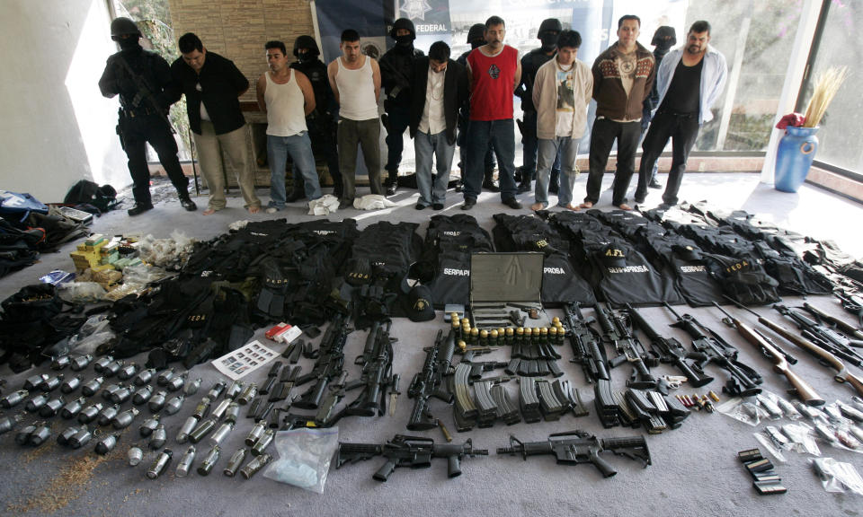 <a href="http://www.huffingtonpost.com/2012/06/01/mexico-guns-arturo-sarukhan-us-weapons-mexico-violence-gun-rights_n_1563250.html">Mexican authorities seized almost 70,000 weapons of U.S. origin</a> from 2007 to 2011. In 2004, the U.S. Congress declined to renew a 10-year ban on the sale of assault weapons. They quickly became the guns of choice for Mexican drug cartels.   Some 60,000 people have died in Mexico since President Felipe Calderón launched a military assault on the cartels in 2006.