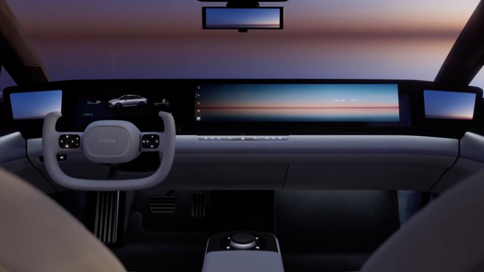 Afeela的中控台全部都是螢幕，還有抬頭顯示器能以AR方式來導航。(圖片來源/ Sony Honda Mobility)