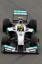 MONTREAL, CANADA - JUNE 08: Nico Rosberg of Germany and Mercedes GP drives during practice for the Canadian Formula One Grand Prix at the Circuit Gilles Villeneuve on June 8, 2012 in Montreal, Canada. (Photo by Paul Gilham/Getty Images)