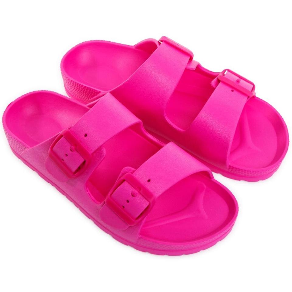 No, you aren&rsquo;t dreaming &mdash; these vibrant pink slides are just $5, meaning you can definitely add two or three pairs to your shopping cart. <br /><br /><a href="https://yhoo.it/3eWYSbH" target="_blank" rel="noopener noreferrer"><strong>Five Below Ladies Eva Double Buckle Sandals-Pink, $5</strong></a>