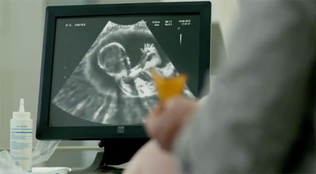 The commercal shows an unborn child reaching for a corn chip. Photo: Doritos